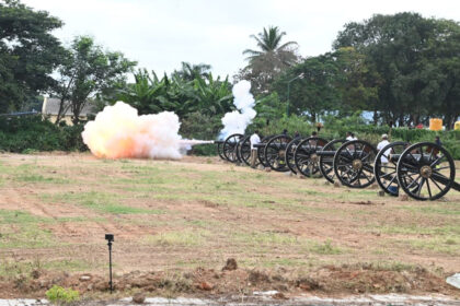 cannon firing exercise for Dasara Jumbos