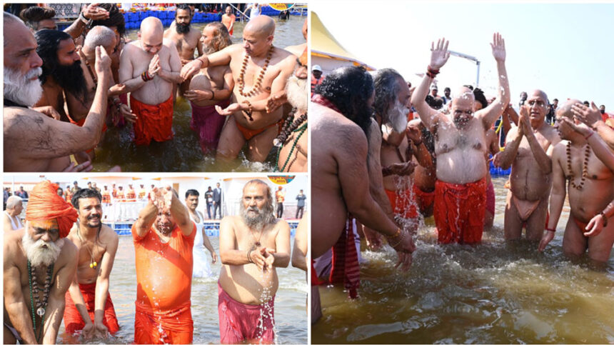 Maha Kumbh: Amit Shah takes holy dip in Sangam, joins Yogi Adityanath for aarti